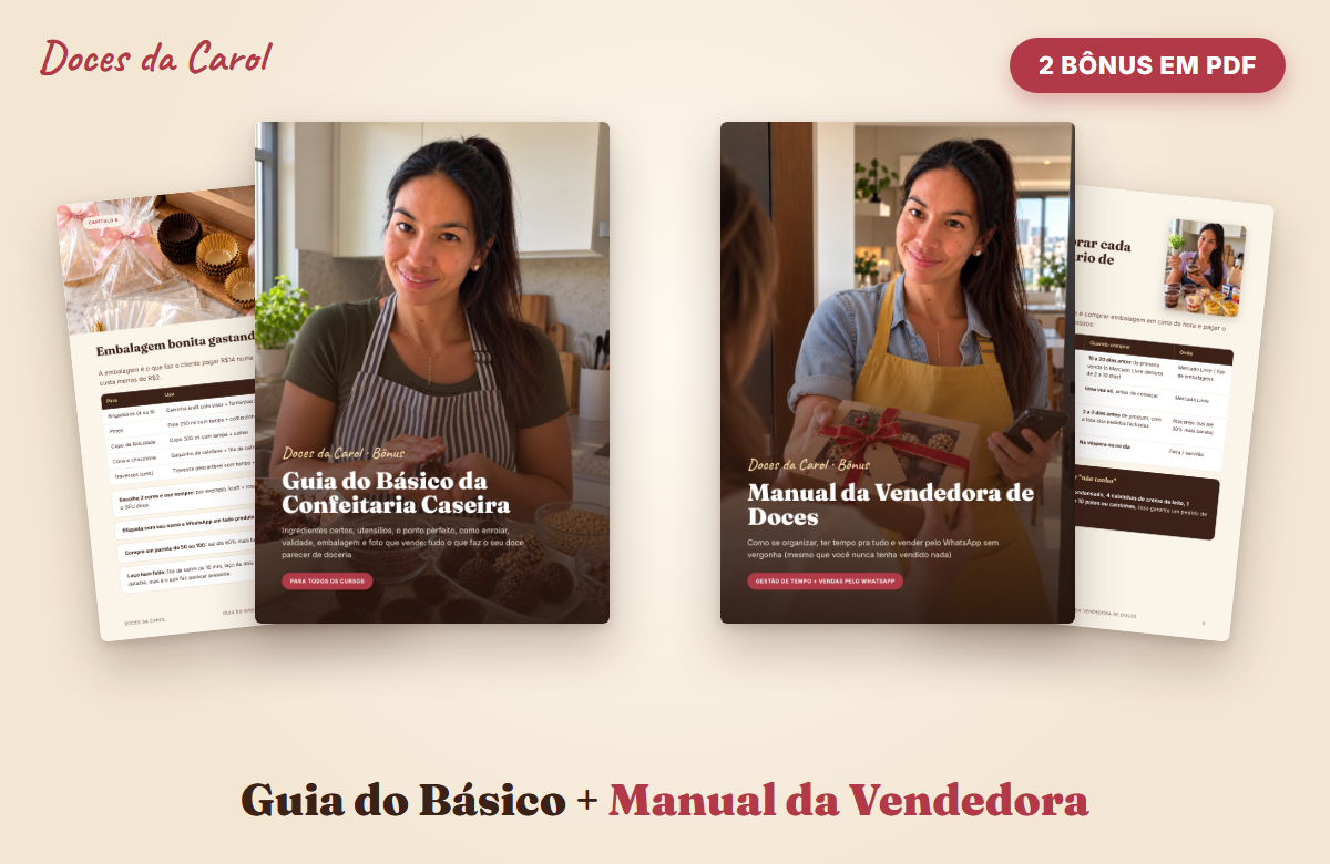 Print real dos bônus Guia do Básico da Confeitaria Caseira e Manual da Vendedora de Doces
